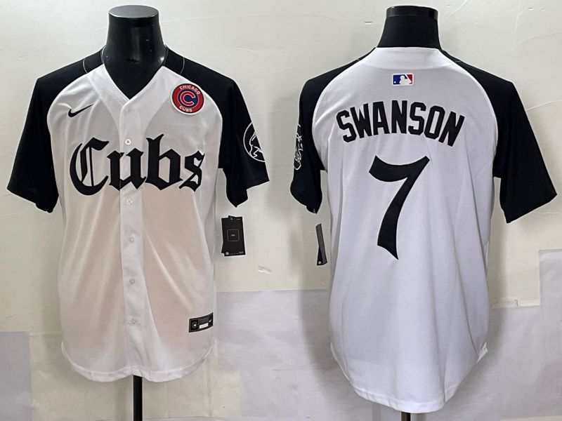 Men 2025 Chicago Cubs #7 Swanson white black Five generations Joint Name Nike MLB Jersey style 10->chicago cubs->MLB Jersey